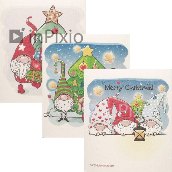 Christmas Gnome Swedish Dish Cloth - Set Of 3 6 Christmas Gnome Swedish Dish Cloth - Set Of 3 - Image 4
